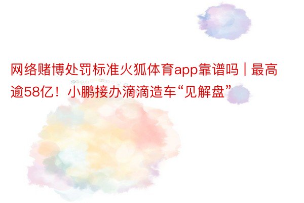 网络赌博处罚标准火狐体育app靠谱吗 | 最高逾58亿！小鹏接办滴滴造车“见解盘”